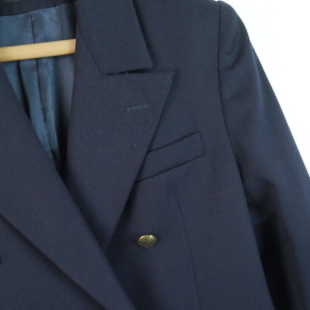 J Peterman Women's Double Breasted Blazer Navy Blue Gold Buttons 14 Wool Vintage - Picture 5 of 16